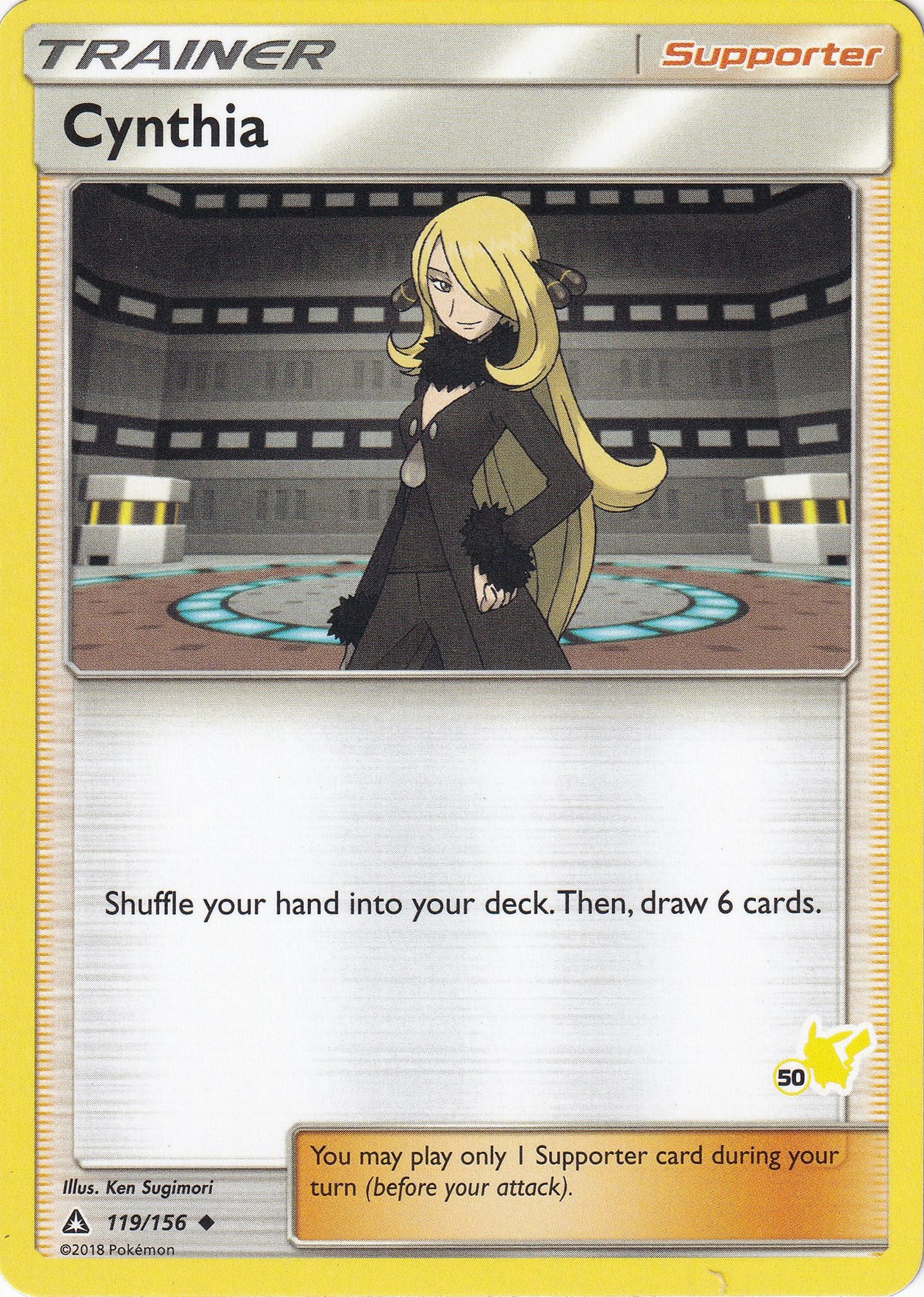 Cynthia - 119/156 (#50 Pikachu Stamped)