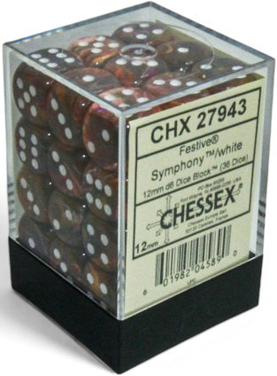 FESTIVE 36D6 SYMPHONY/WHITE 12MM DICE