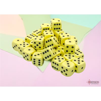 Chessex Dice: 36D6: 12 mm: Opaque Pastel: Yellow/Black
