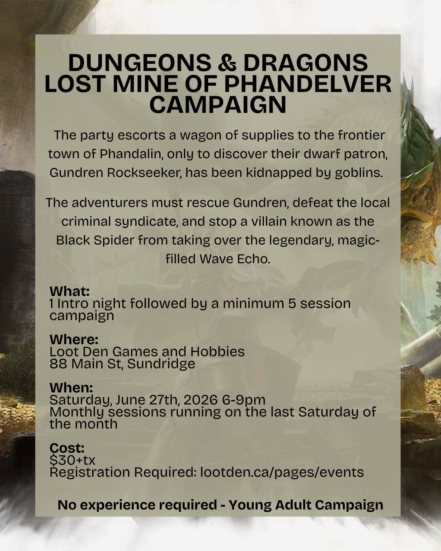 D&D Lost Mine of Phandelver Campaign - Ticket