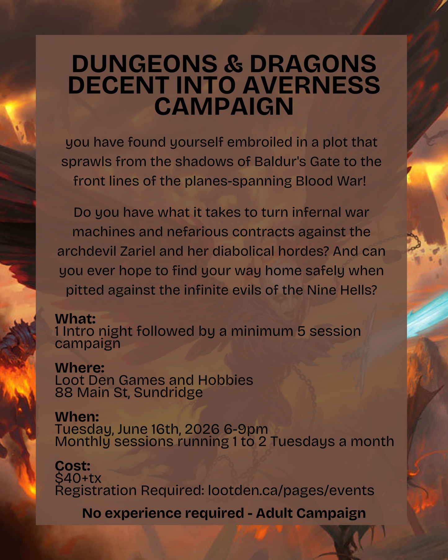 D&D Decent into Averness Campaign - Ticket